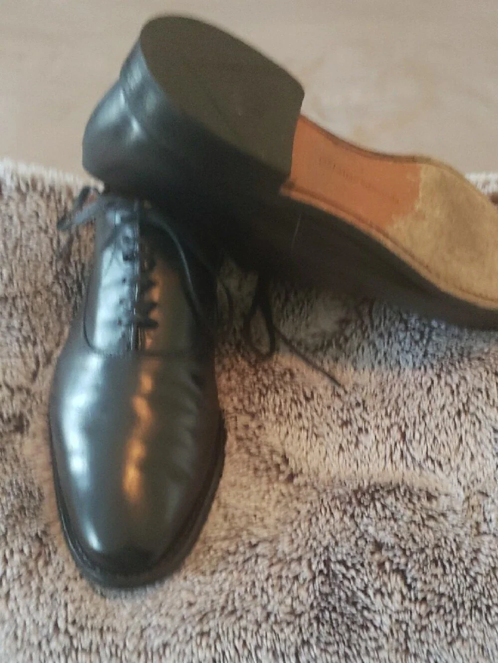 Allen Edmonds Black Leather Plain-Toe Oxford Dress Shoes